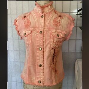 Brazil Rox NWOT Wom M Handmade Destruct Bleach Pigment-Dyed Stretch Denim Jacket